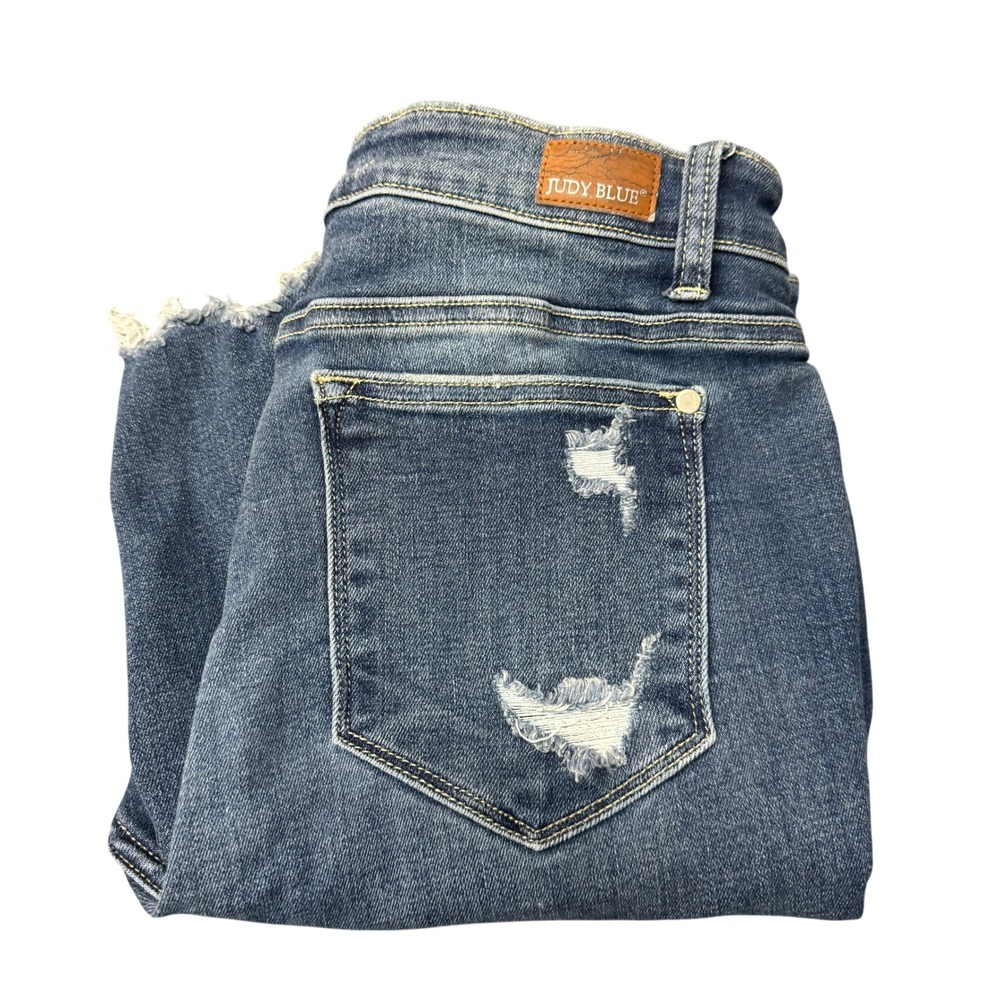 Judy Blue Jeans Womens 13 / 31 (32x26 ACTUAL) Skinny Fit Blue Distressed Denim
